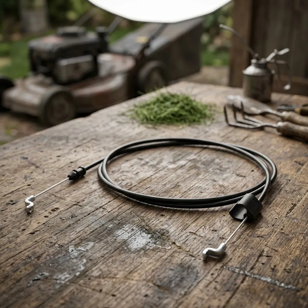 Black Throttle Cable for Push Lawnmowers - 135 cm Total Length 102 cm Plastic Conduit Zinc Alloy Connectors Build