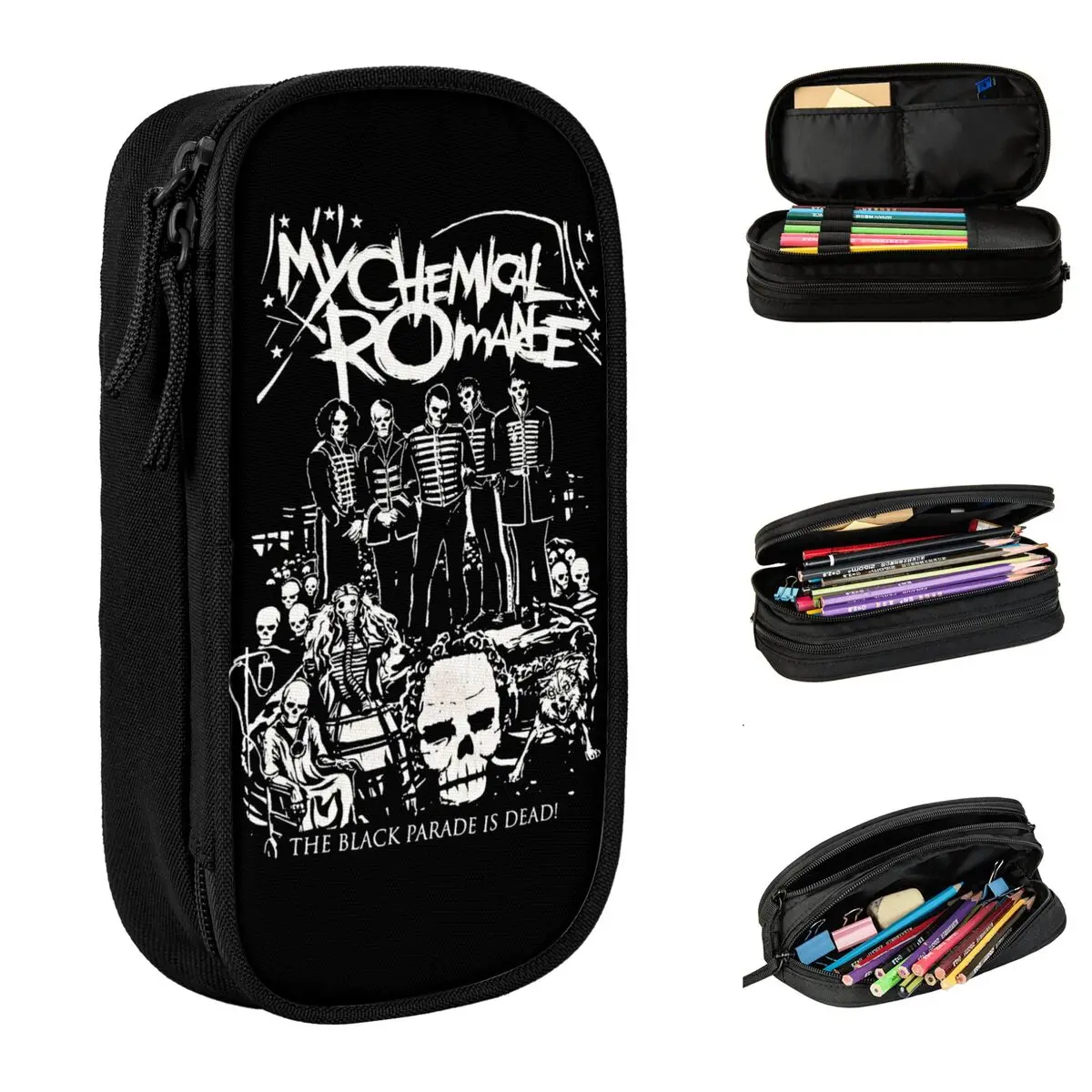 My Chemical Romance Rock Band Pencil Case Fun Pen Bag Girl Boy Large Storage Office Gifts Pencilcases