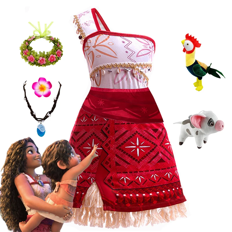 Disney Ocean Adventure 2 Moana Role Play Clothing Girls Carnival Princess Vaiana Dress Kids Pageant Costume Toddler Birthday 12T