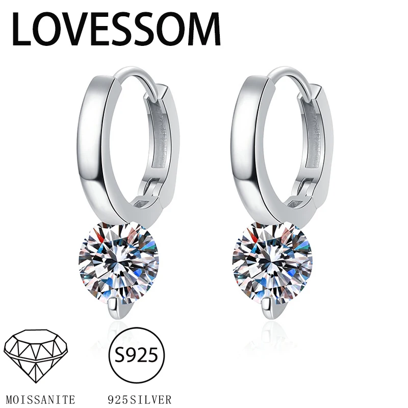 

Серебро 925 пробы 1 карат * 2 муассанита простые ретро классические модные серьги нейтрального стиля высокого качества мужские и женские парные серьги