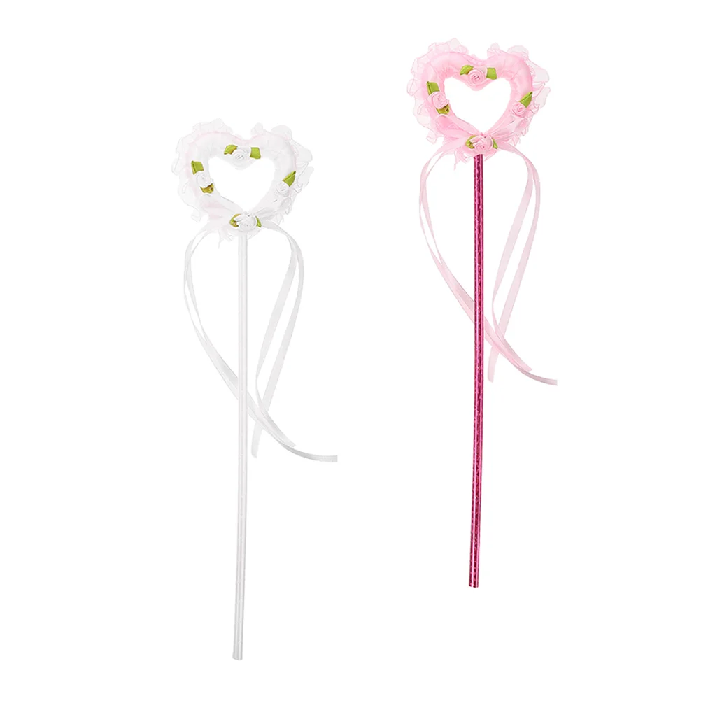 2 Pcs Fairy Decorations Toys Children Kids Heart-shaped Sticks for Girls