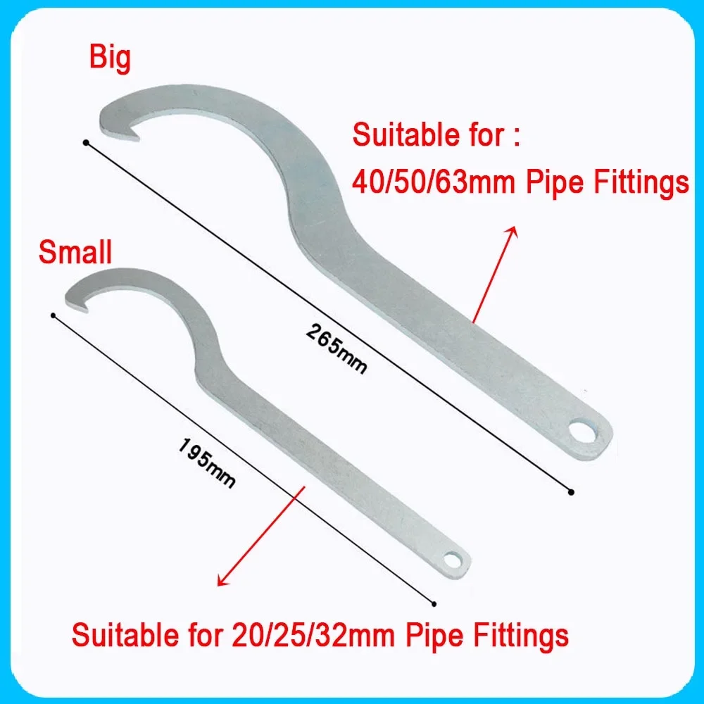 PE Pipe Lock Nut Wrench Pipe Fast Connecting Fittings Galvanized Steel Hook Spanner Irrigation Tubing Repair C-type Wrench