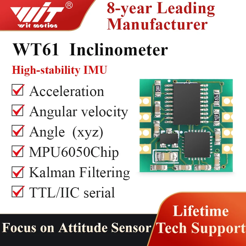 WitMotion WT61 MPU6050 6-Axis Module Digital Inclinometer,3-Axis Acceleration(+-16g)+Gyro+Angle(XY Dual-axis) with Kalman Filter