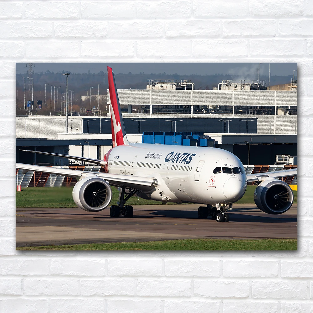 Boeing 787-9 Passenger Airplane Wall Art Canvas Painting Airliner Posters & Prints Pictures Room Home Decor Modern Decoration
