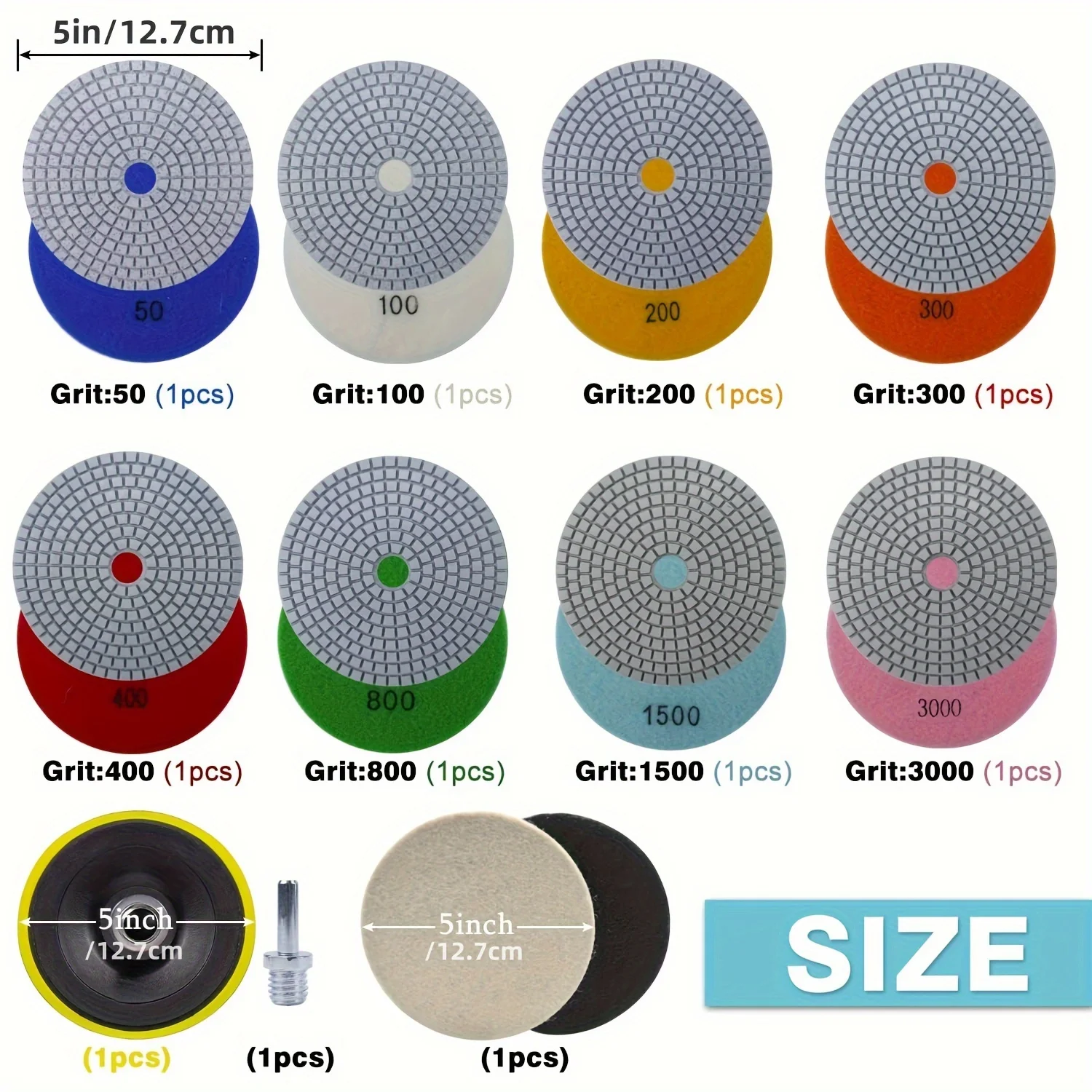 แผ่นขัดเพชรขนาด 5 นิ้ว พร้อมตั - Grinder Polishing Pad Kit บทวิจารณ์และราคา