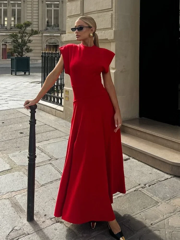 Robe Longue Chic à Col Rond pour Femme, Couleur Unie, Forme Trapèze, Élégante, à la Mode, 2024