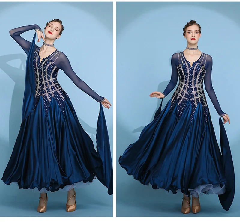 Valzer Ballroom Competition Abiti da ballo Donna 2024 Nuovo design Costume da ballo moderno Abito da ballo standard