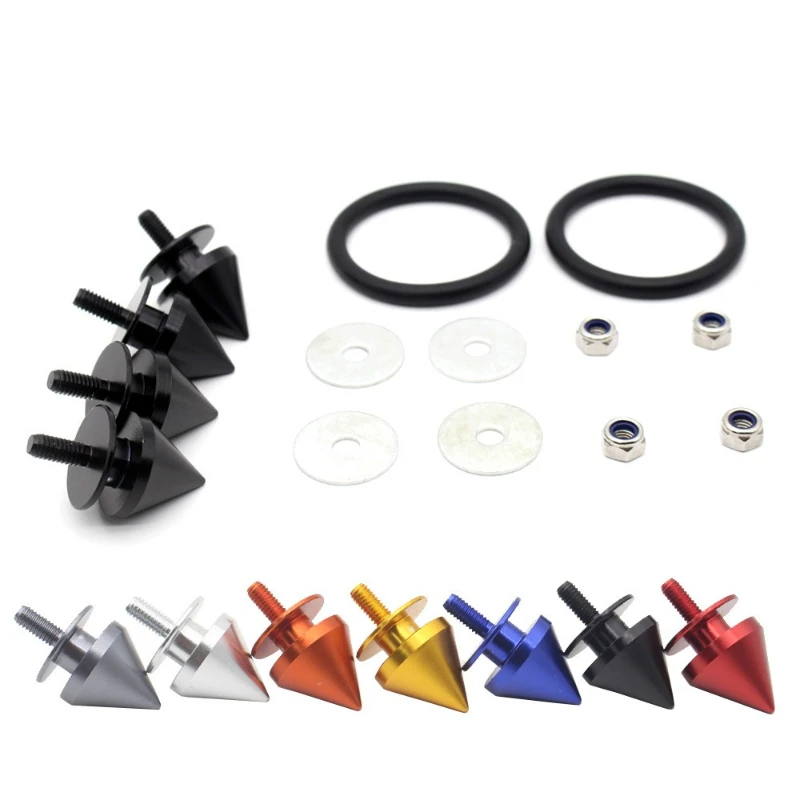 4Pcs Set Aluminum Quick Release Spike Fastener Bolt Nuts Universal Car Truck Bumper Hatch Lid Replacement Parts