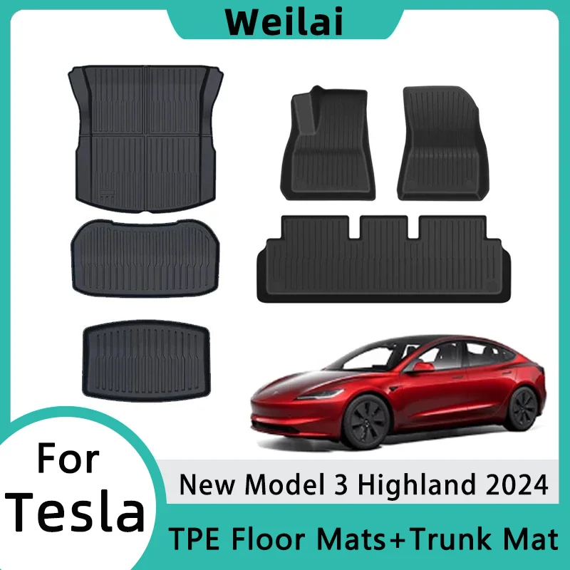 

Floor Mats for Tesla Model 3 Highland 2024 TPE All Weather Trunk Mats Waterproof Non-slip Cargo Liner Left Car Mats Accessories