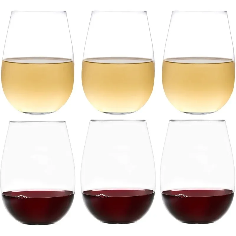 Voted New York TimesStemless Glass 2017, Elegant European-Made,Crystalline Stemless Wine Glasses, Set of 6, 17 Fl Oz