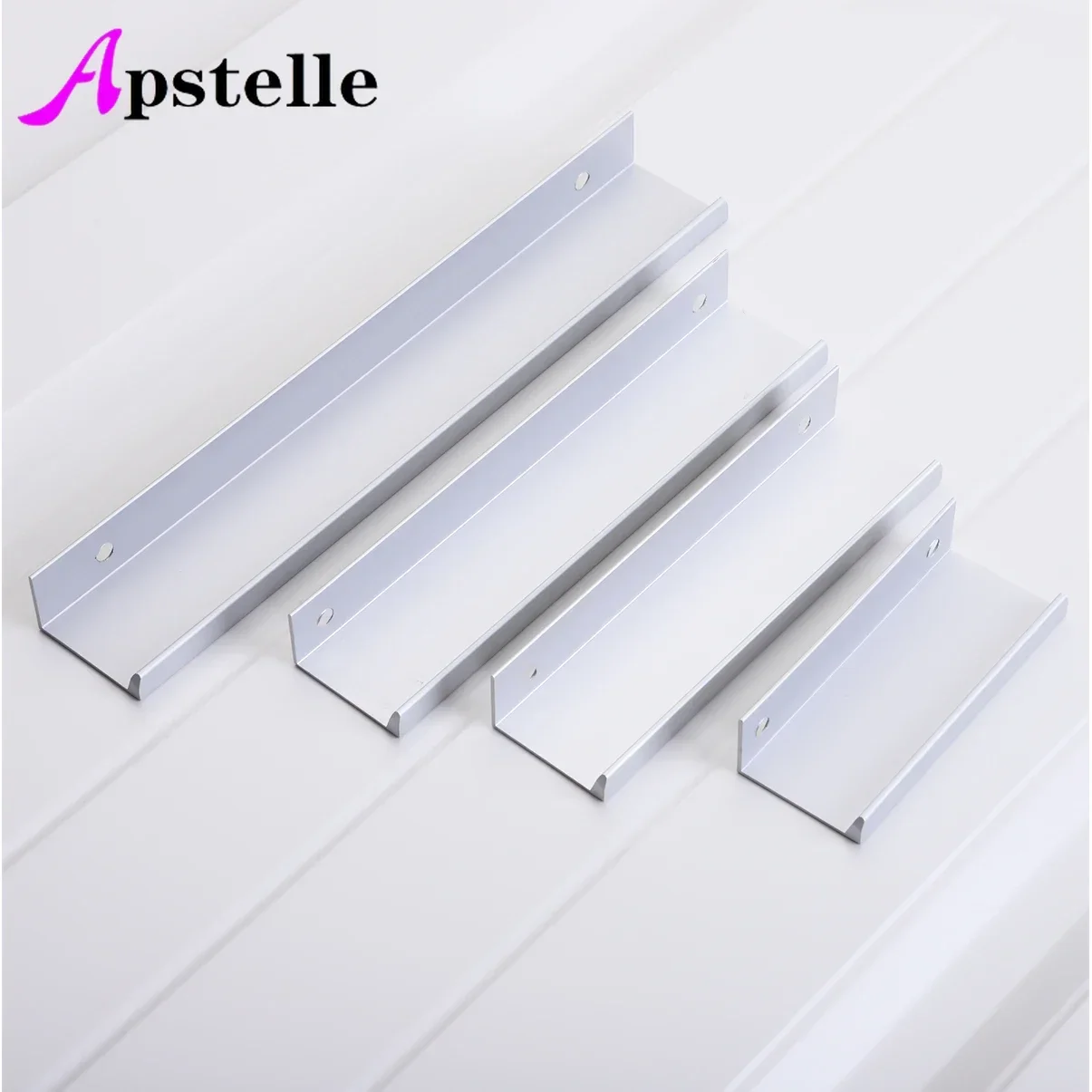 Apstelle Black Silver Hidden Cabinet Pulls Aluminum Alloy Kitchen Cupboard Handle Drawer Knobs Furniture Handle Bedroom Hardware