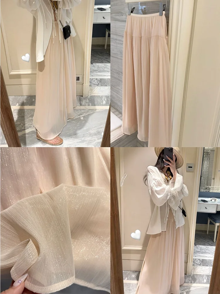 

Kuril Soup TGL Pearl Sensation A-Line f Skirt Ele Long Skirt Dra Polyester Cotton Blend Korean Sle Summer ort ...
