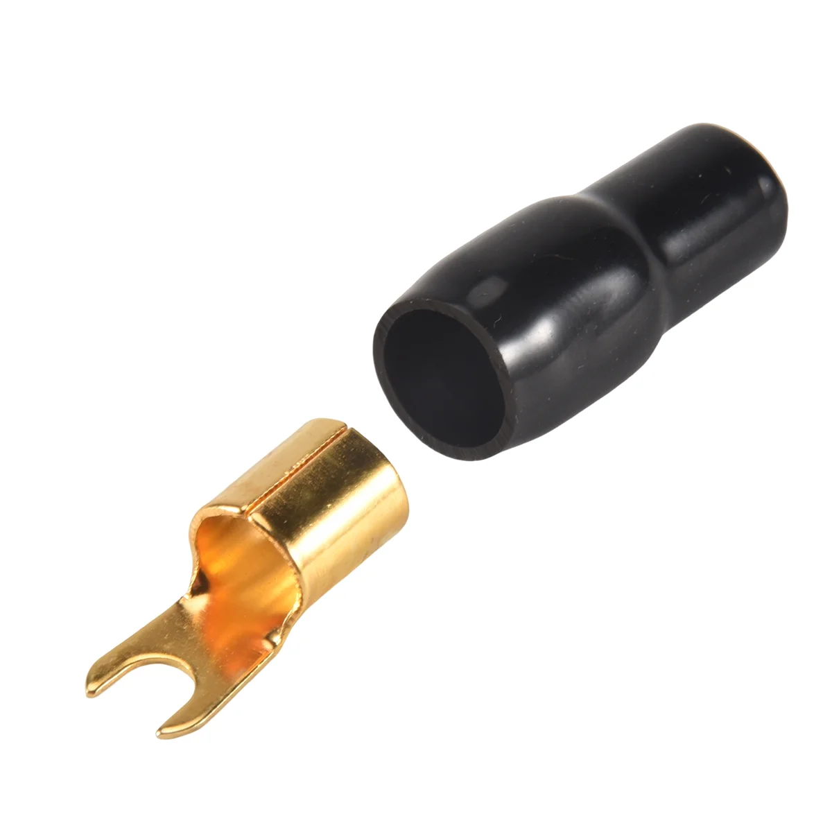 

Supernew Terminal Spade Fork Adapter Connector Plug Crimp Barrier Spades Speaker Wire Terminal Plug-4GA