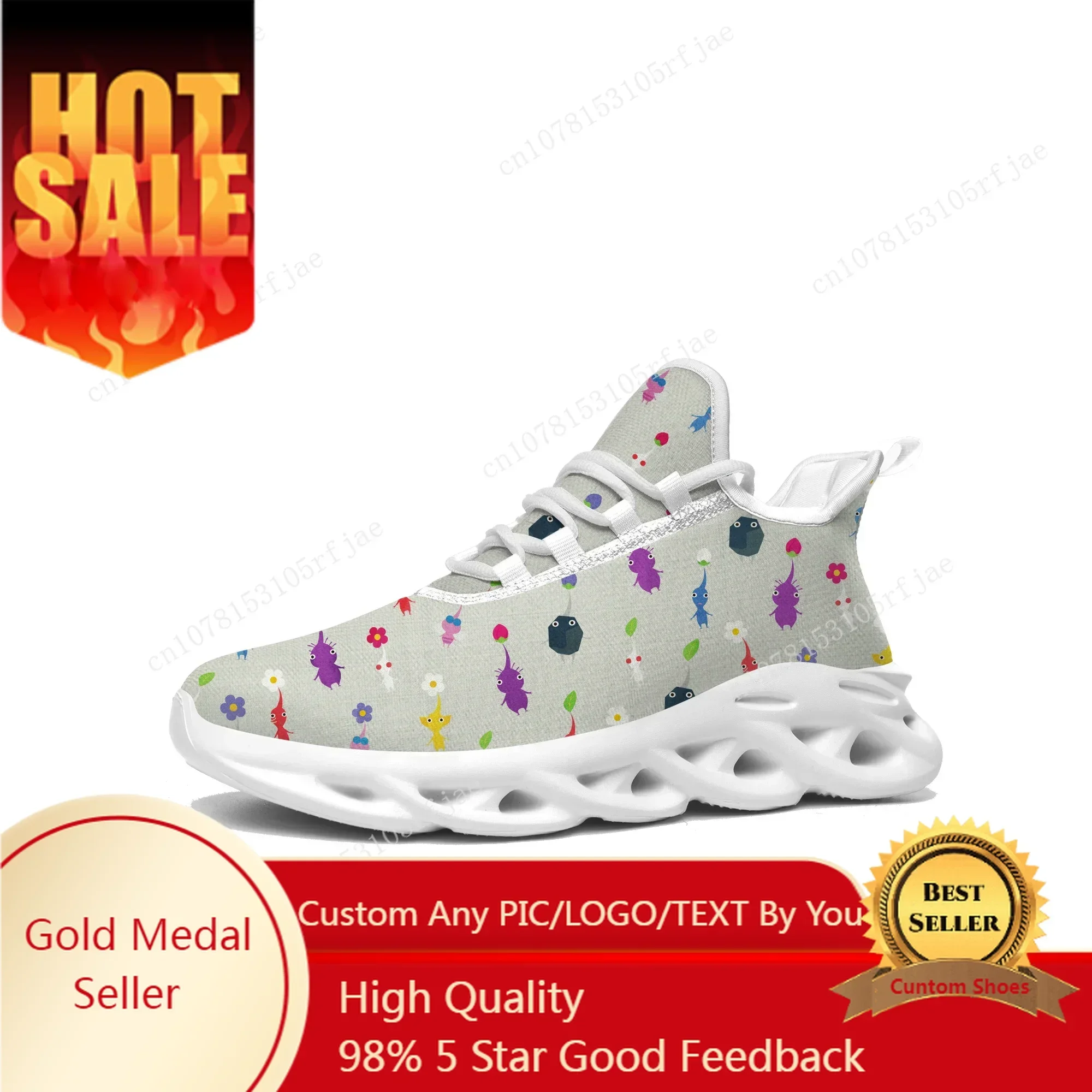 

Pikmin Sneakers Hot Cartoon Game Mens Womens Sports Running Shoes Fashion Custom Made Built Lace Up Shoes