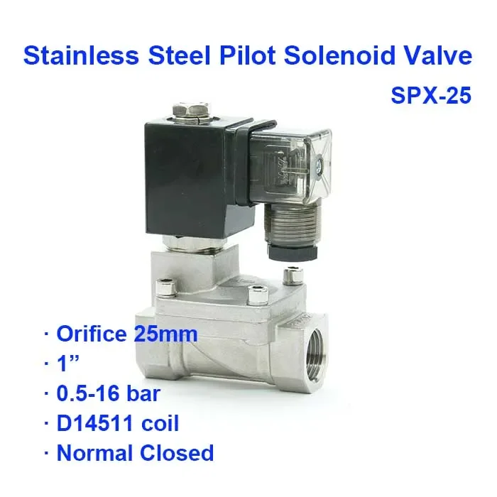 2 Way Low Pressure Pneumatic Stainless Steel Pilot Solenoid Valve PX-25 BSP Port G1