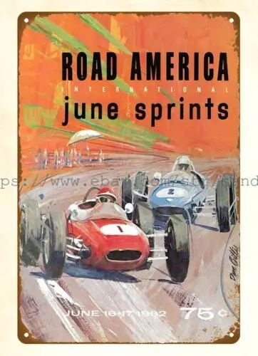 metal living room decor 1962 Road America June Sprints car race metal tin sign