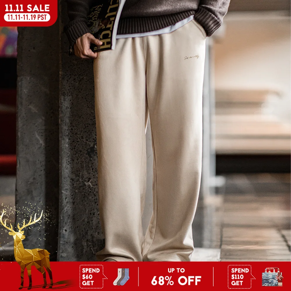 

Maden новые повседневные однотонные спортивные штаны с эластичной резинкой на талии, свободные прямые брюки для мужчин, универсальные спортивные брюки на осень и зиму