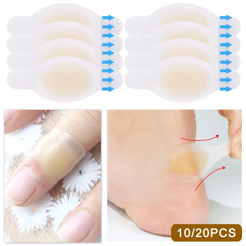 Patch hydrocolloïdal pour le pied et le talon, autocollants anti-usure, crêpe adhésif, bandage oto, premiers soins, kits d'urgence de camping en plein air, 10 pièces, 20 pièces