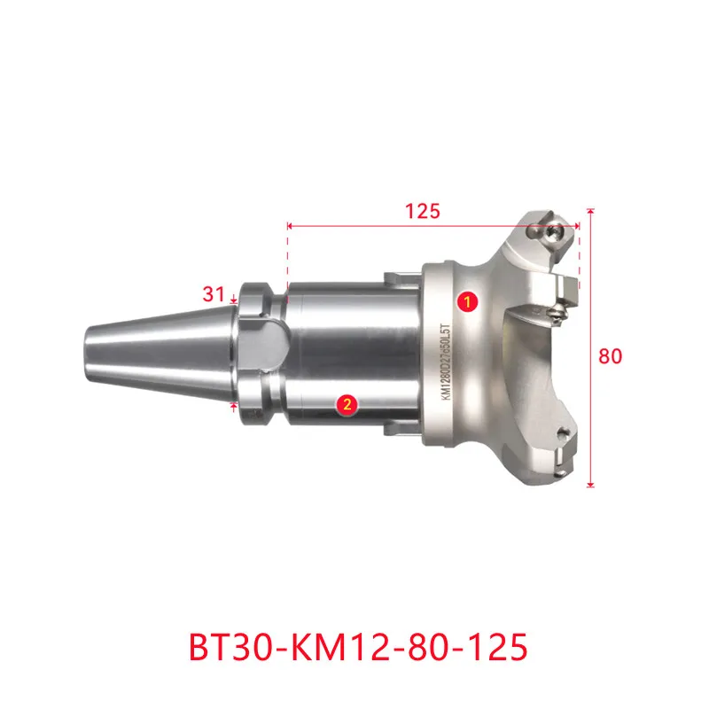 

Face end mill BT30-KM12-80-125 shoulder milling cutter Stainless steel body Tool holder set CNC Milling New