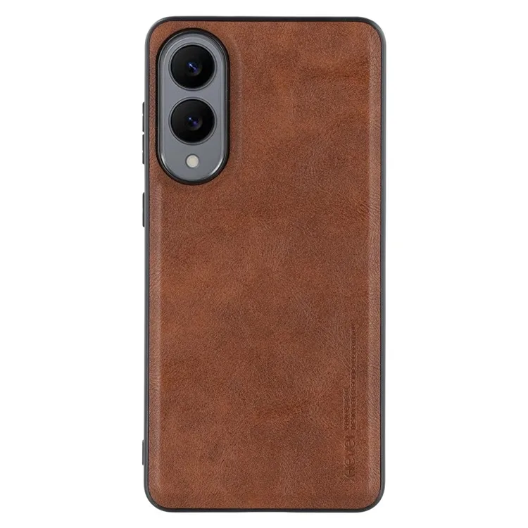 

X-LEVEL Bojue-3 Series For Samsung Galaxy S25 Edge Case Leather Coated PC + TPU Phone Back Cover - Brown