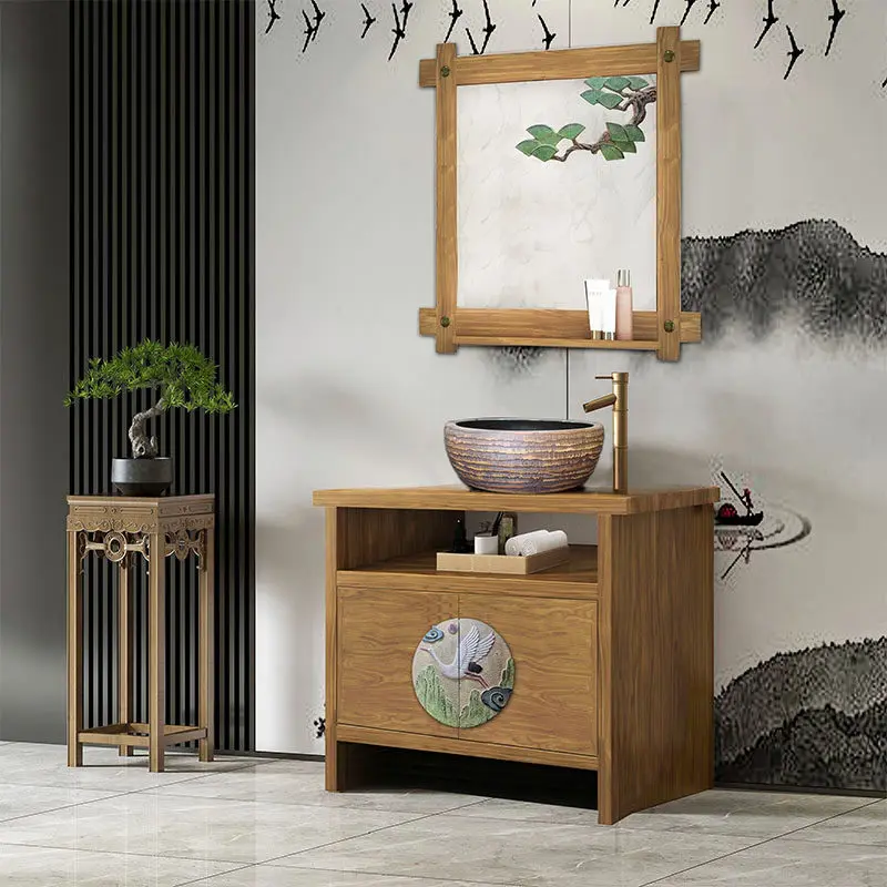 

Solid wood bathroom cabinet combination, oak countertop basin washbasin washbasin cabinet, washbasin