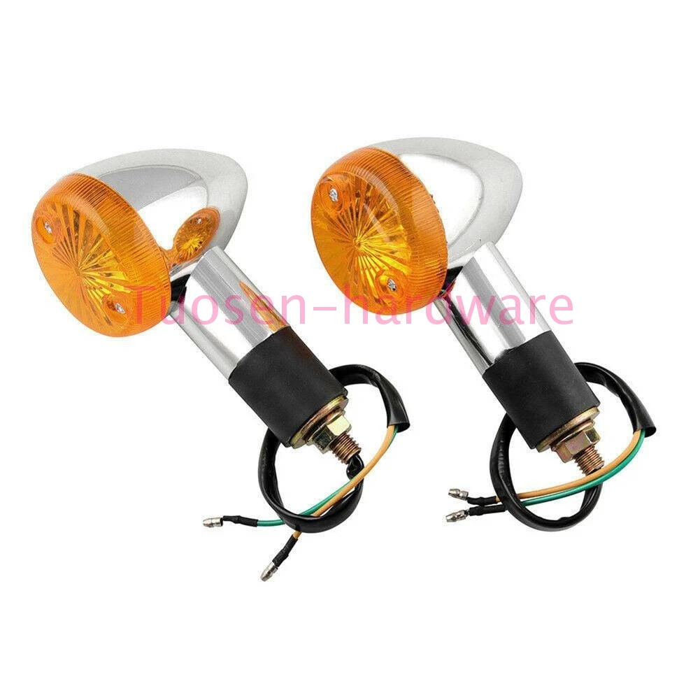 Pair Motorcycle Turn Signal Lights Amber Retro for Kawasaki VULCAN VN 800 900 1500 1700 2000 AT