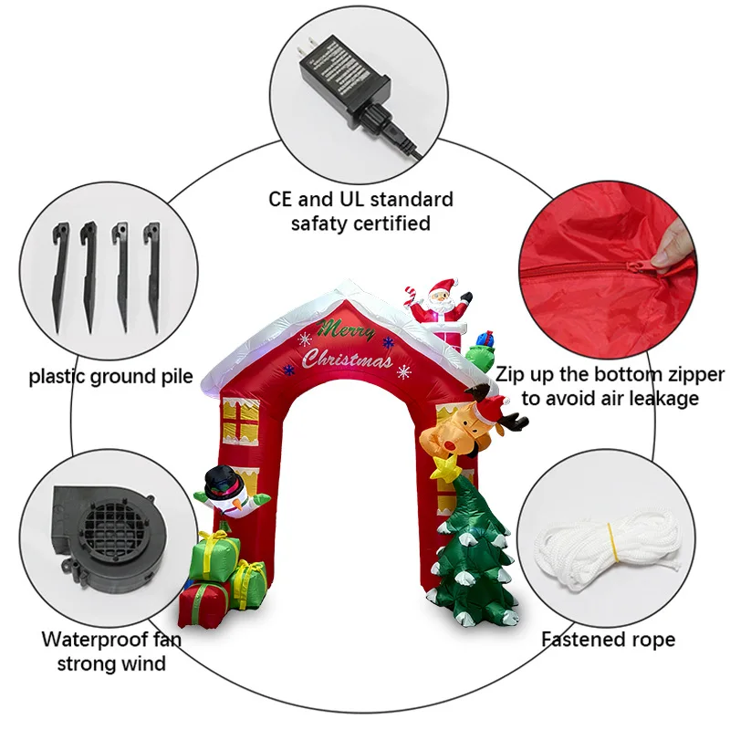 2.4m Christmas Inflatable Arch Air Model LED Light Decoration Santa Claus Snowman Reindeer   Tree Ornament