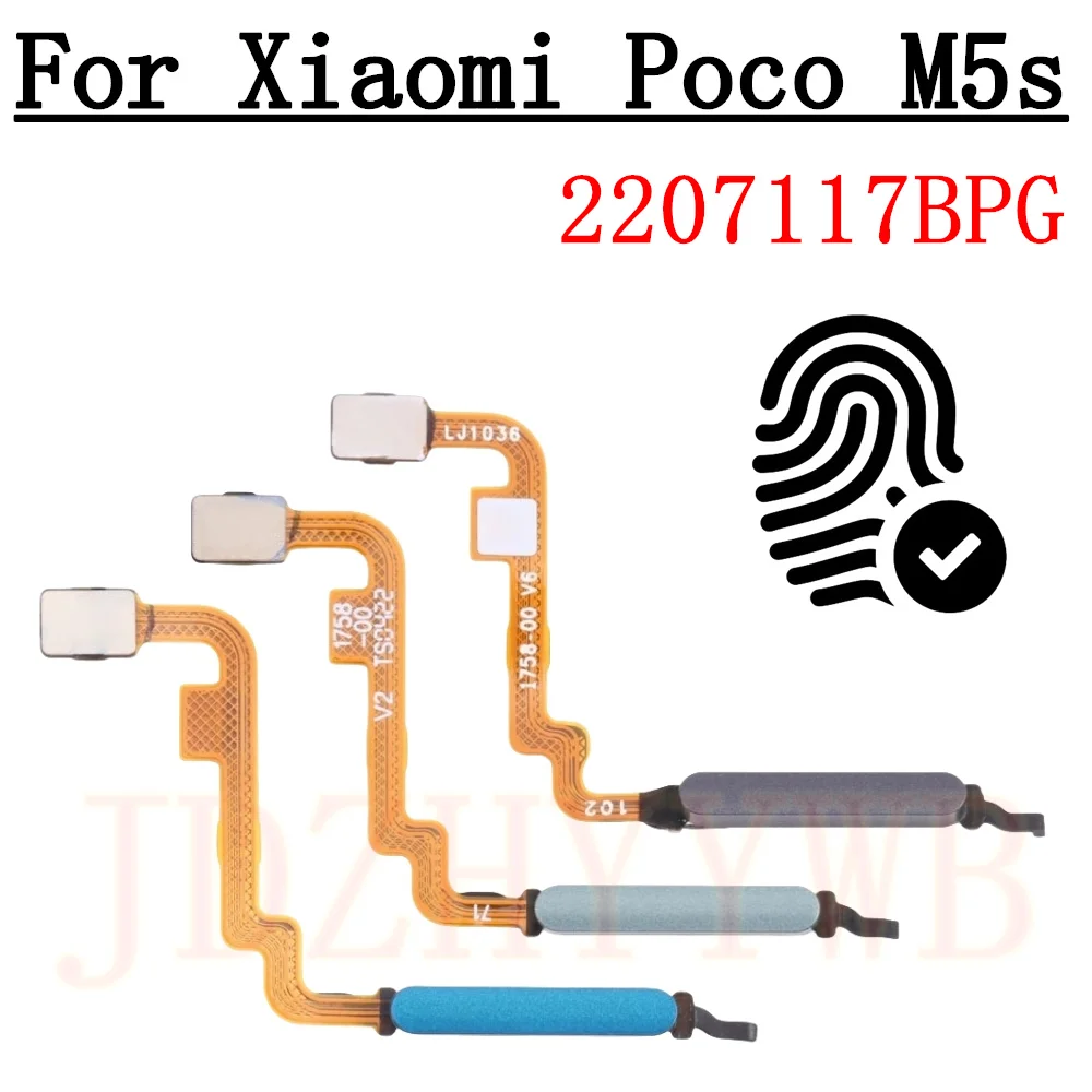 Original For Xiaomi Poco M5s PocoM5s Fingerprint Sensor Home Return Key Menu Power Button Flex Ribbon Cable