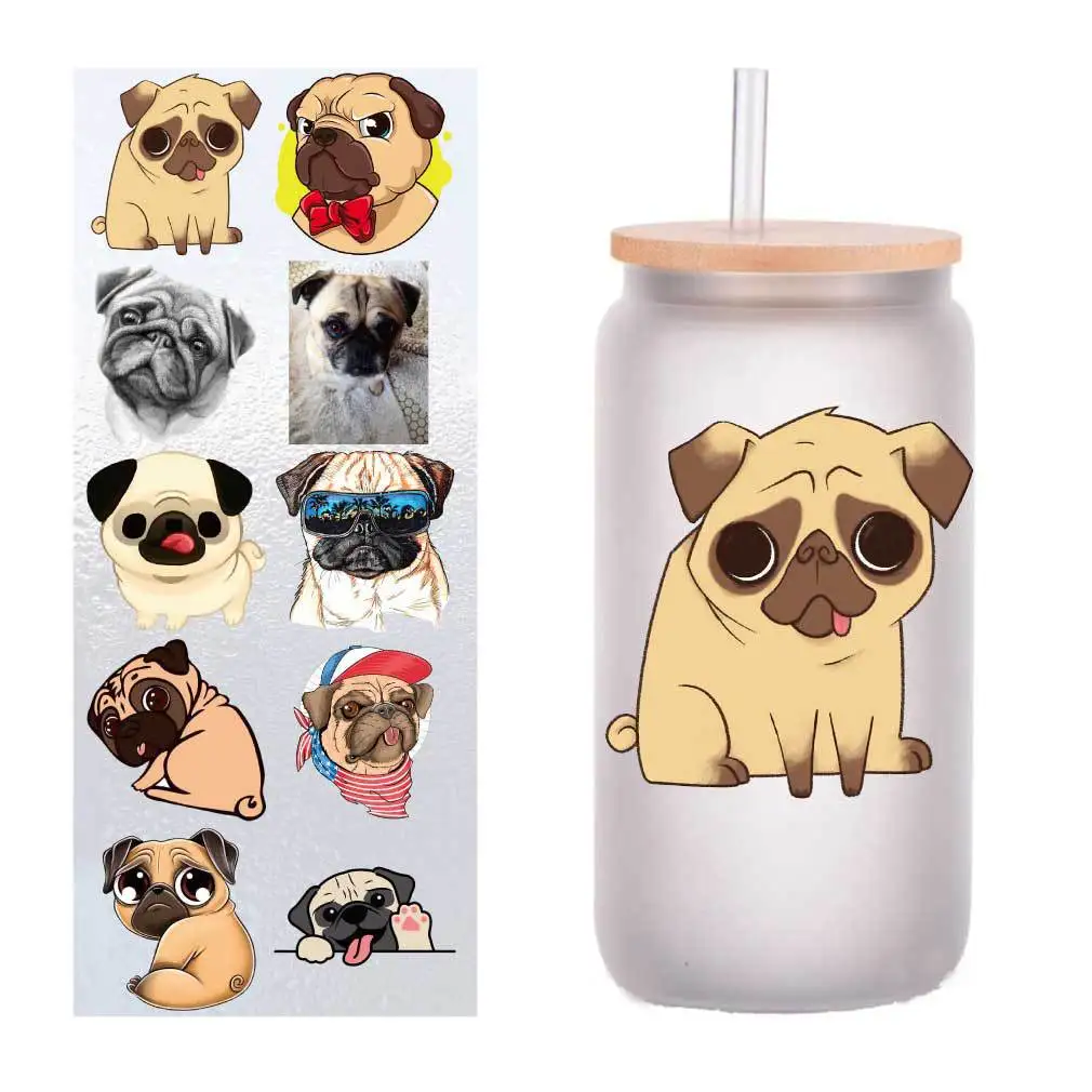 

10 sheets of four-inch cartoon animal Shapi dog UV transfer stickers crystal label glass glass sticker customization