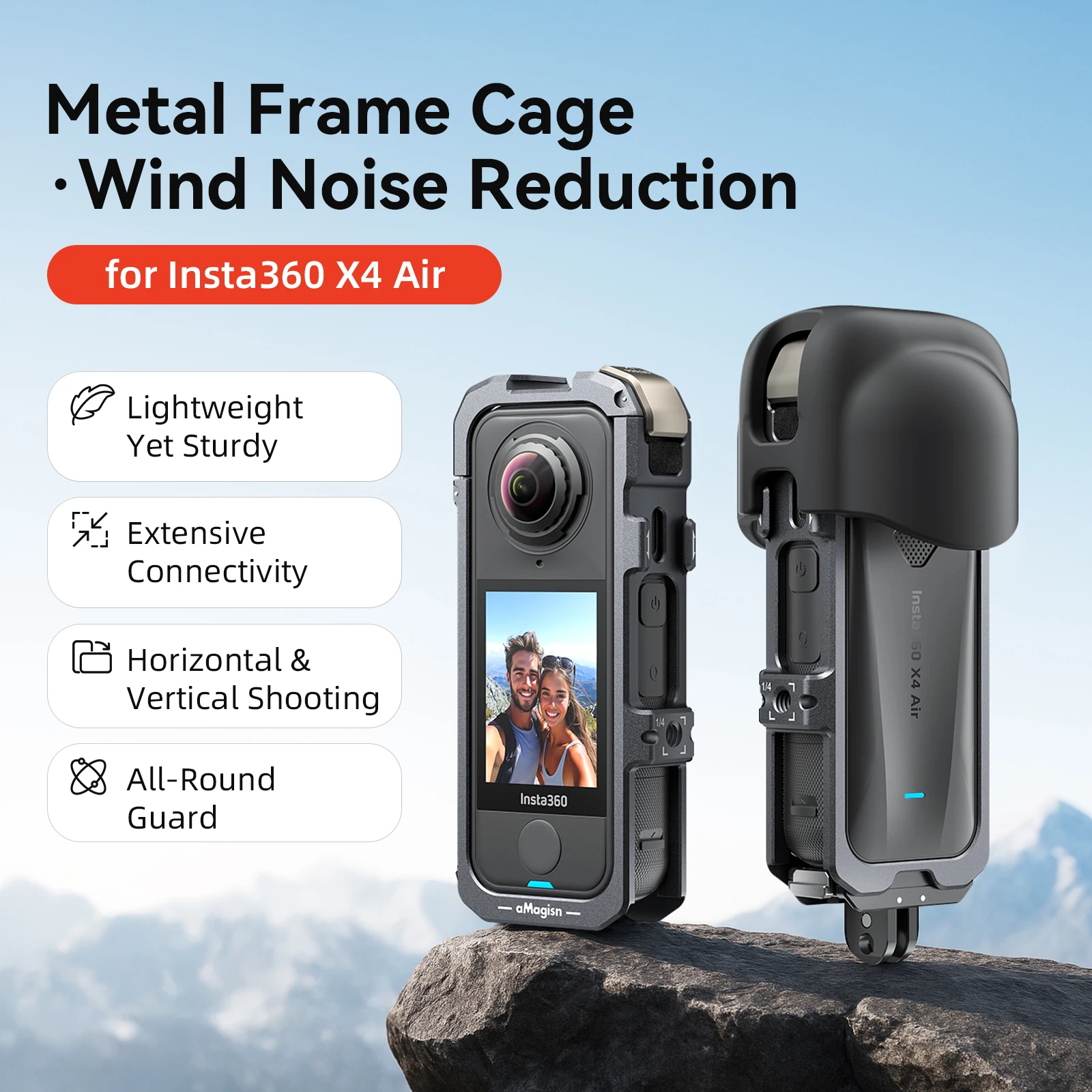 

aMagisn Aluminum alloy Metal Rabbit Cage Frame Bag For Insta360 X4 Air Expansion Camera Accessories
