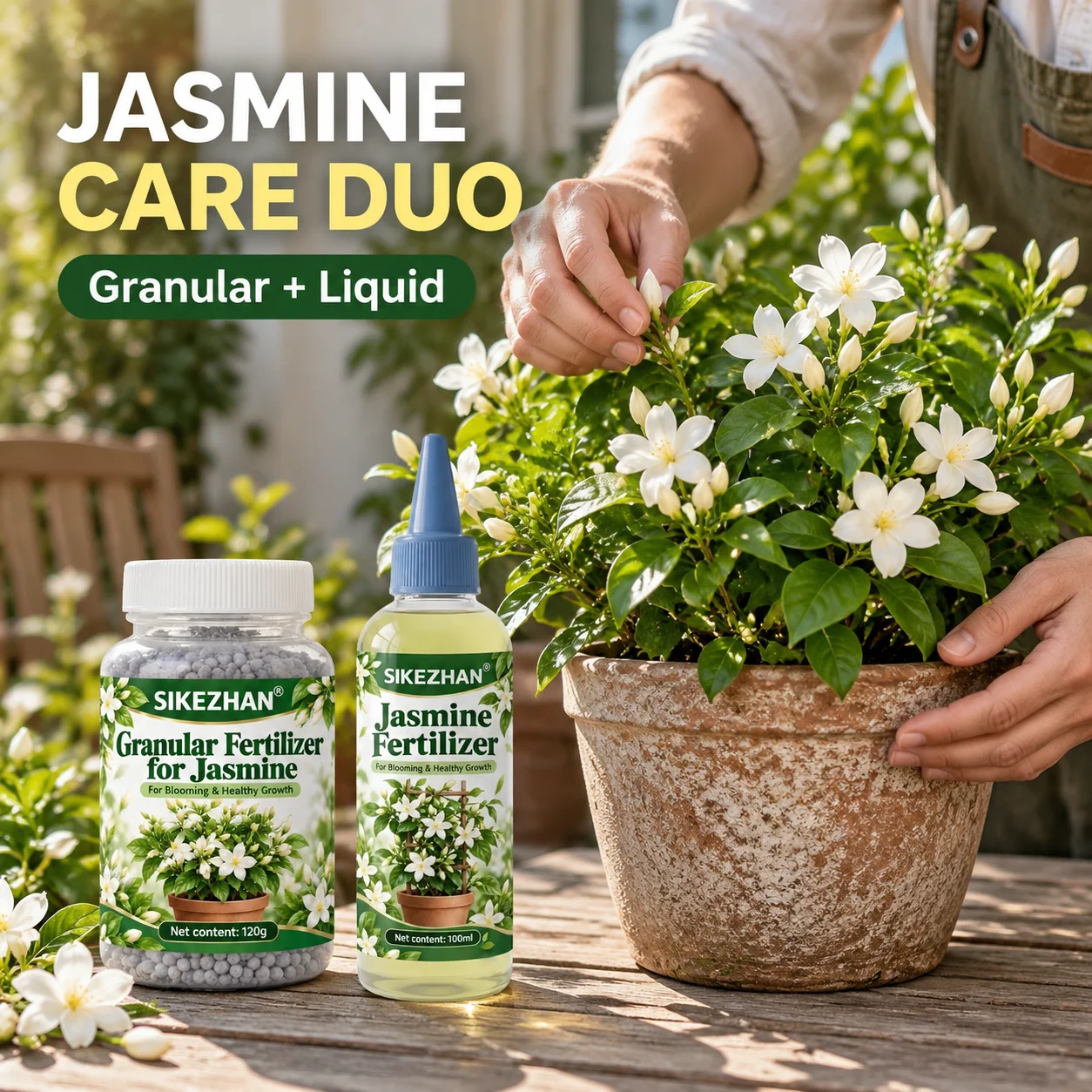 Maximize jasmine blooming! Our gentle, potent liquid & granular food promotes deep roots, rich foliage&fragrant,nonstop flowers.