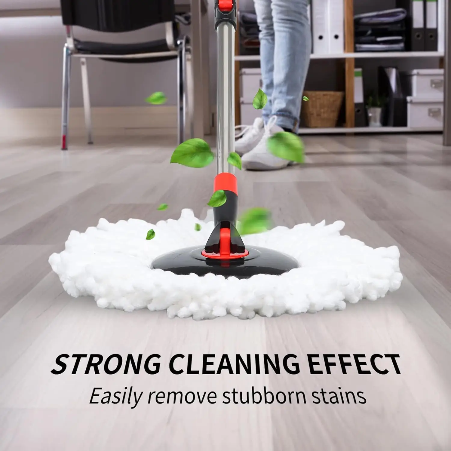 Spin Mop and Bucket Wring System Sets with 3 Microfiber Pads, 61