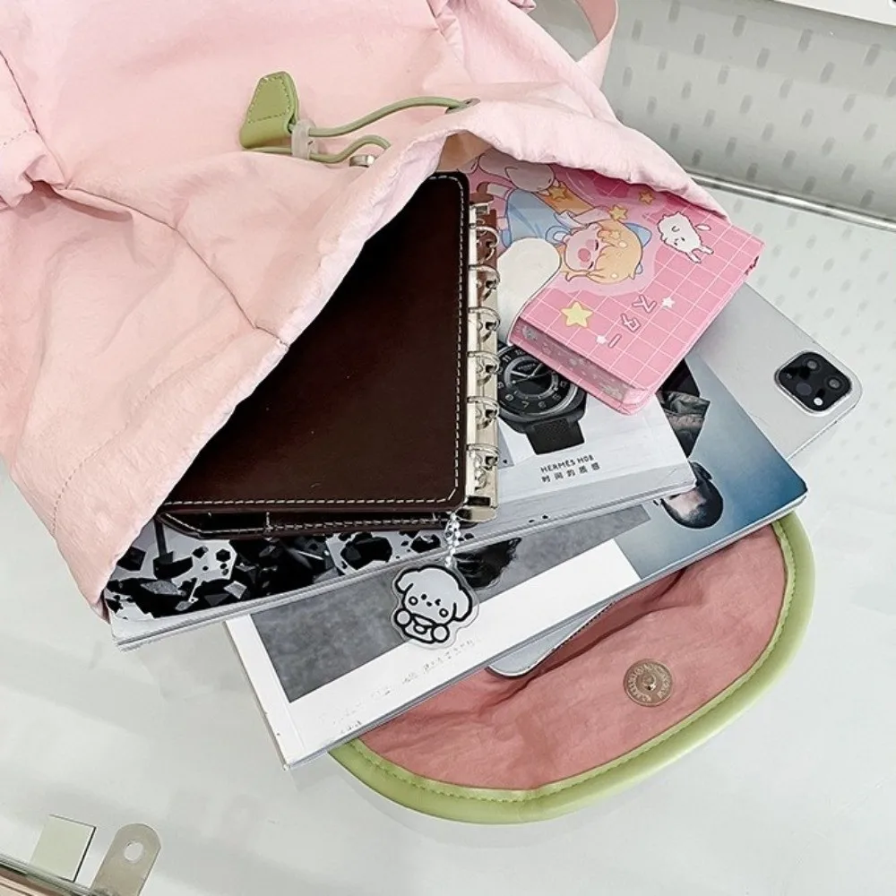 Stylish Dopamine Color Drawstring Backpack Korean Style Large Capacity Shoulder Bag Fruit School Bag Hiking