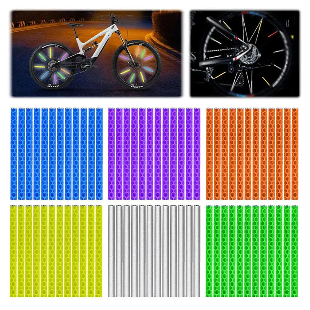 Bicycle Wheel Spokes Reflective Sticker Colorful Tube Reflector Kit Light Diy Cycling Reflective Safety Warning Safety F7a8