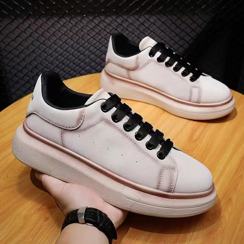 

New Fashion Leather Casual Design Shoes Men Flats Platform Shoe Soft Sole Sports Sneakers Man Comfortable White Shoes