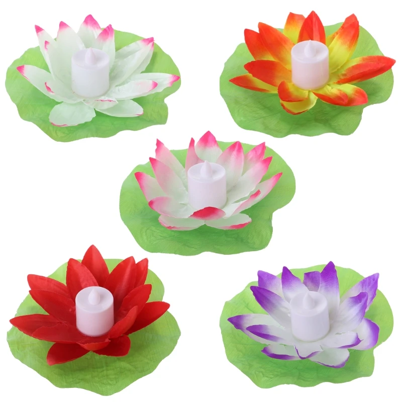 LED Floating Lotus Flower Lamps On Water Swimming Pool Garden Decoration Light