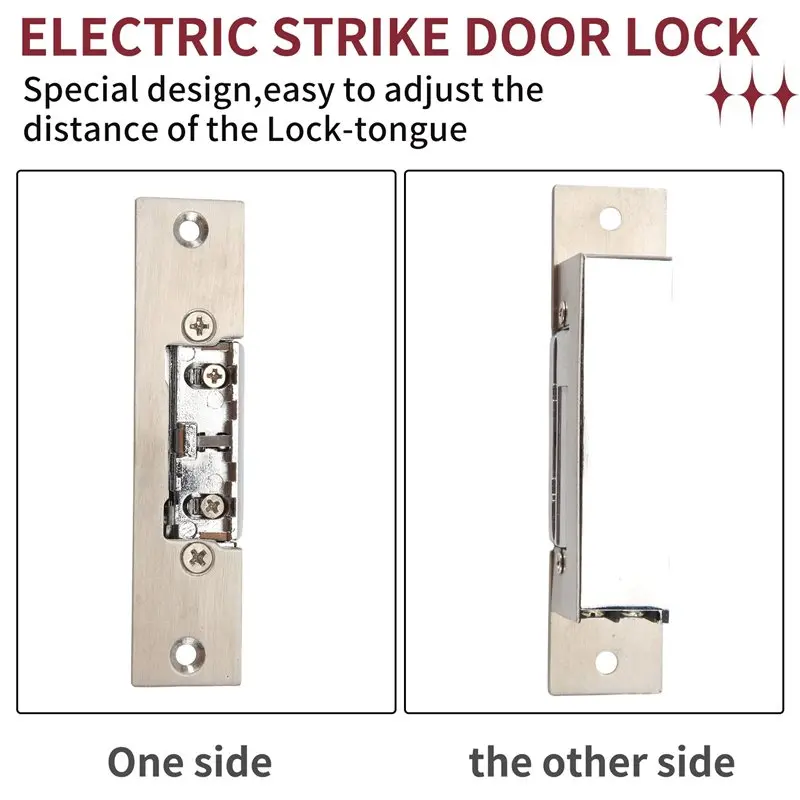 EVENTS DAY Electric Door Adjustable Lock-Tongue Secure Electric Strike Lock Door Double Unlock Mode NC/NO 12V Access Control Sys