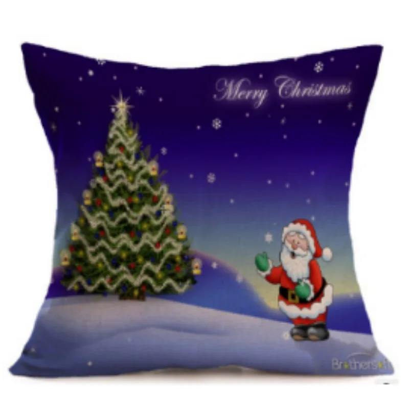 Home Textile Christmas Decorative Pillow Case, Santa Elk Snowman Nordic Style Linen Pillow Cover for Holiday Home Festive Decor