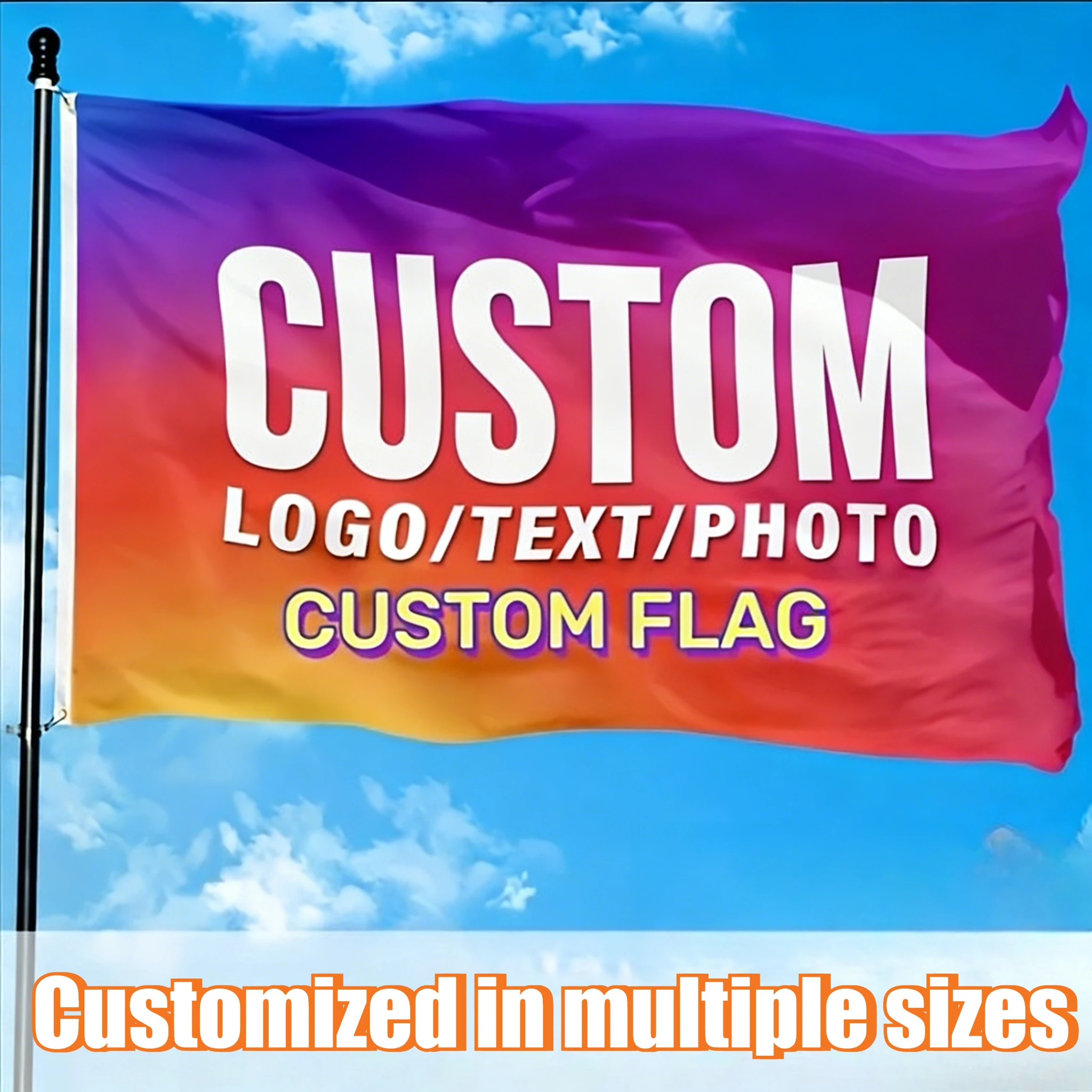 Custom Polyester Flag Personalized Logo Text Pattern, Custom Size Banner Free Design for Party Decoration Sports Events