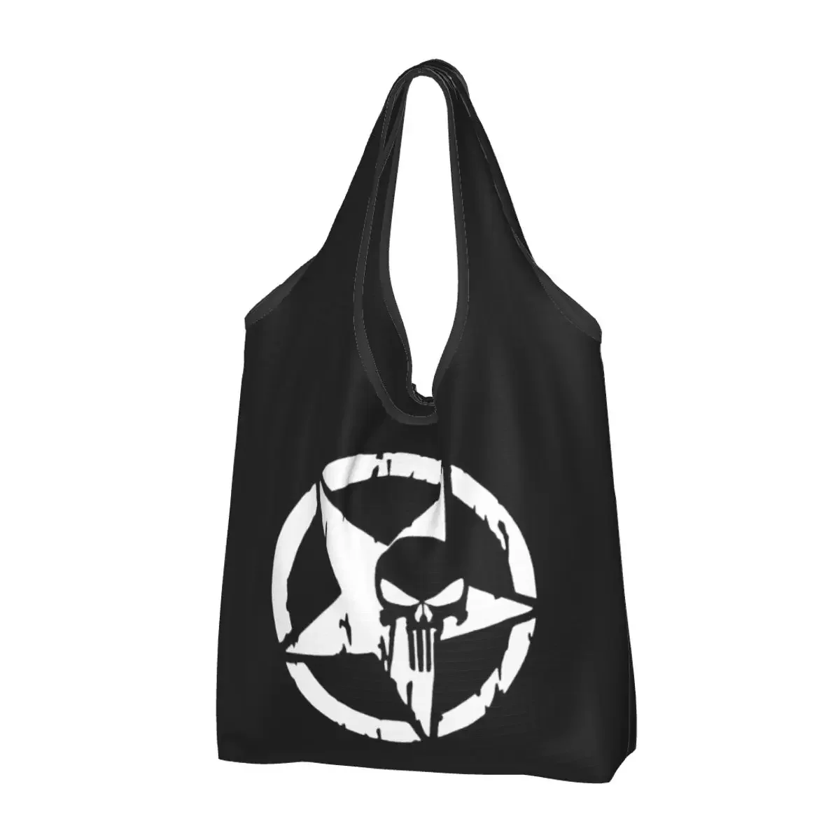 Custom Skull Groceries Shopping Tote Bag Women Cute Shoulder Shopper Bags Big Capacity Handbag