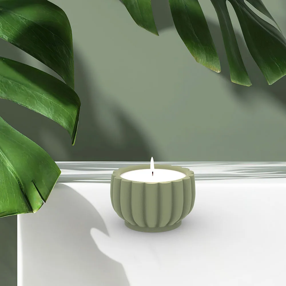 Silicone mold for Cement Stripe Petal-shaped Candle Jar Gypsum Resin Scented Candle Cup Romantic Atmosphere Jesmonite DIY Mold