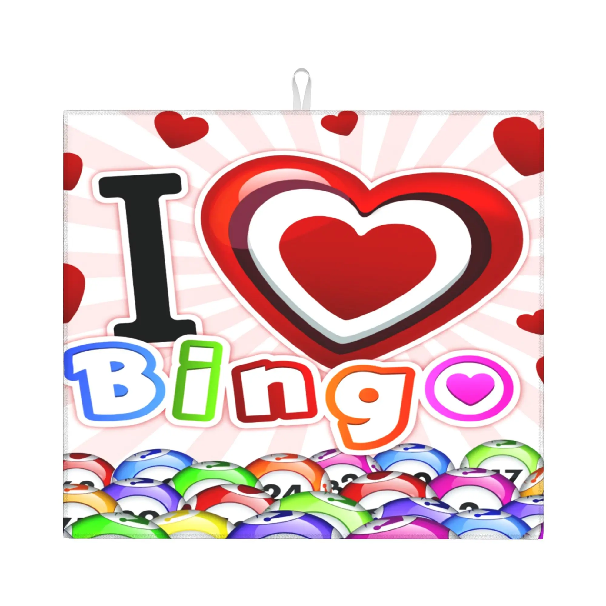 I Love Bingo Non‑Slip Waterproof Absorbent Barware Tableware Oil Proof Reusable  Bathroom Drying Mat For Kitchen