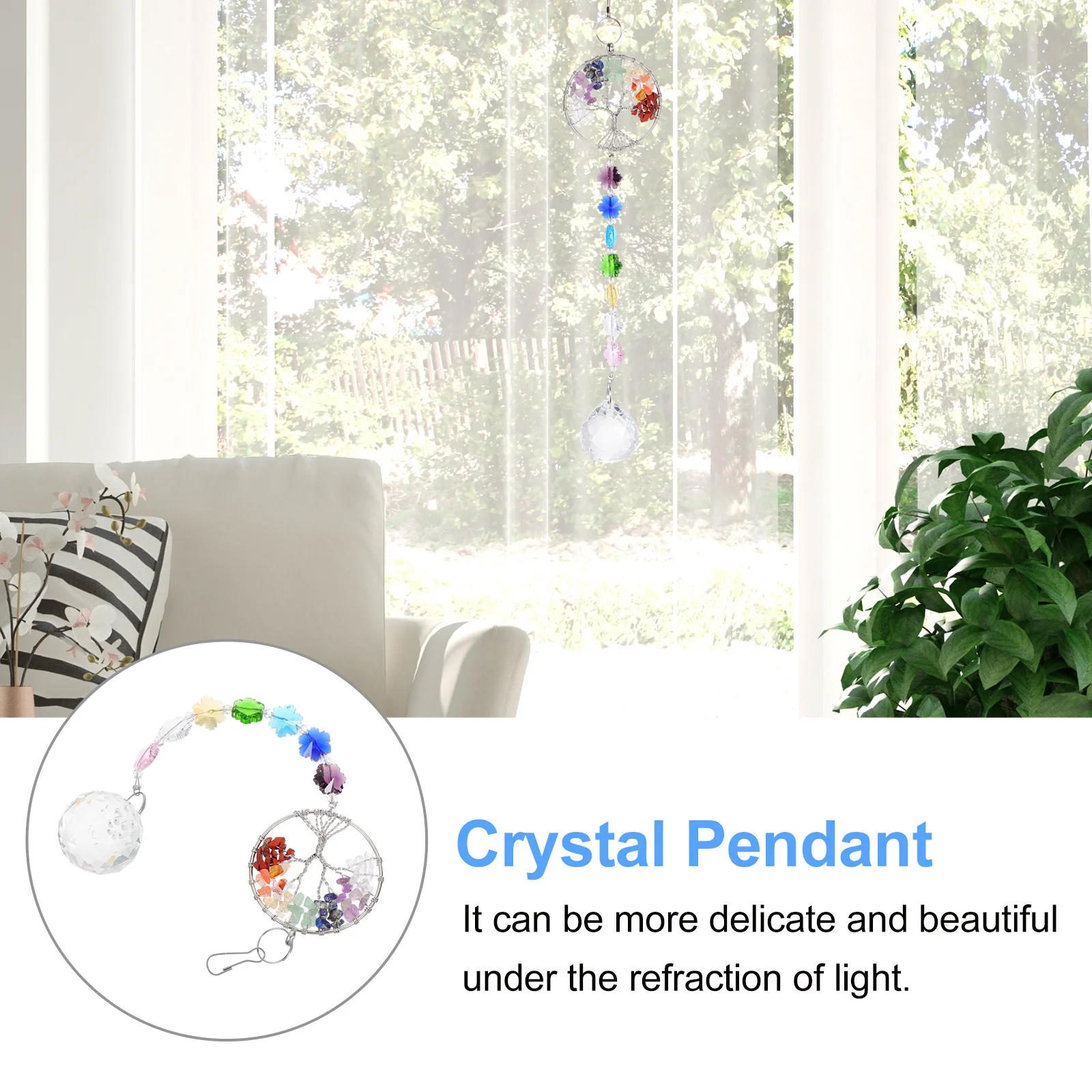 

Crystal Car Pendant Water Droplet Shape Hanging Ornament Garden Decoration Chandelier Accent Car Charm Auto Pendant