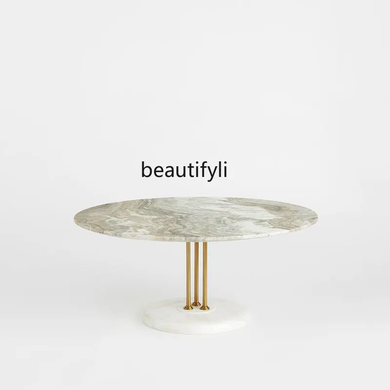 Nordic Simple Mild Luxury Marble Coffee Table Living Room Home Side Table Designer Model Metal Circle Coffee Table