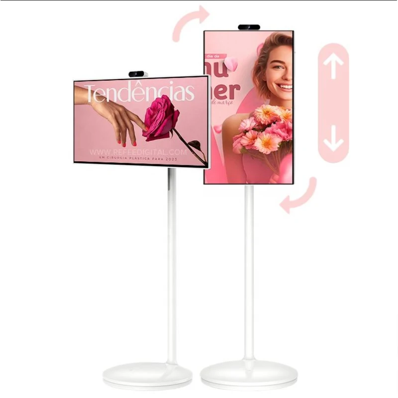 27'' 32'' Inch Movable Touch Screen LCD Android TV Entertainment Features Stand on Wheels Screen Portable HD Mirror Smart TV