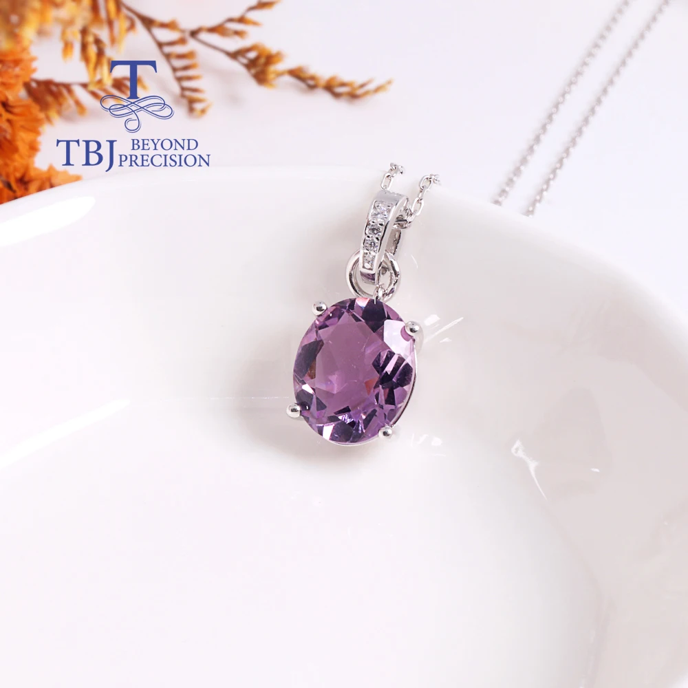 Simple fashion design Natural Six Cornor amethyst Pendant Necklace S925 silver fine jewelry for women and girls birthday gifts