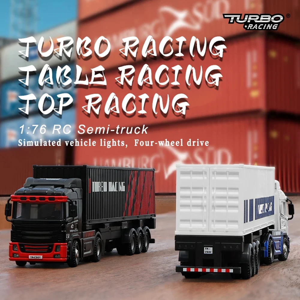 Turbo Racing 1:76 C50 RC Car Semi-truck Full Proportional Remote Control Toys RTR Kit dla dzieci i dorosłych RC Truck