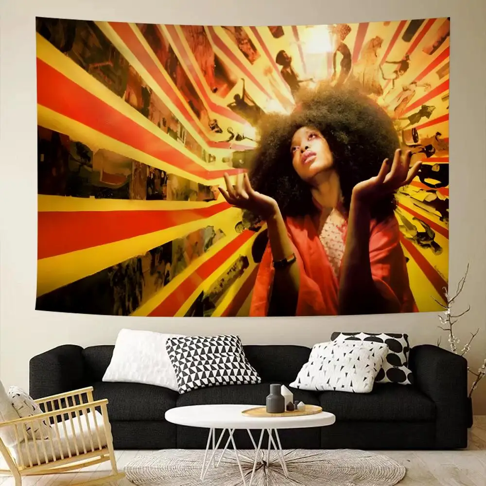 Neo-Soul Erykah Badu Tapestry House Bedroom Living Bar Garden Microfiber Decoration Background