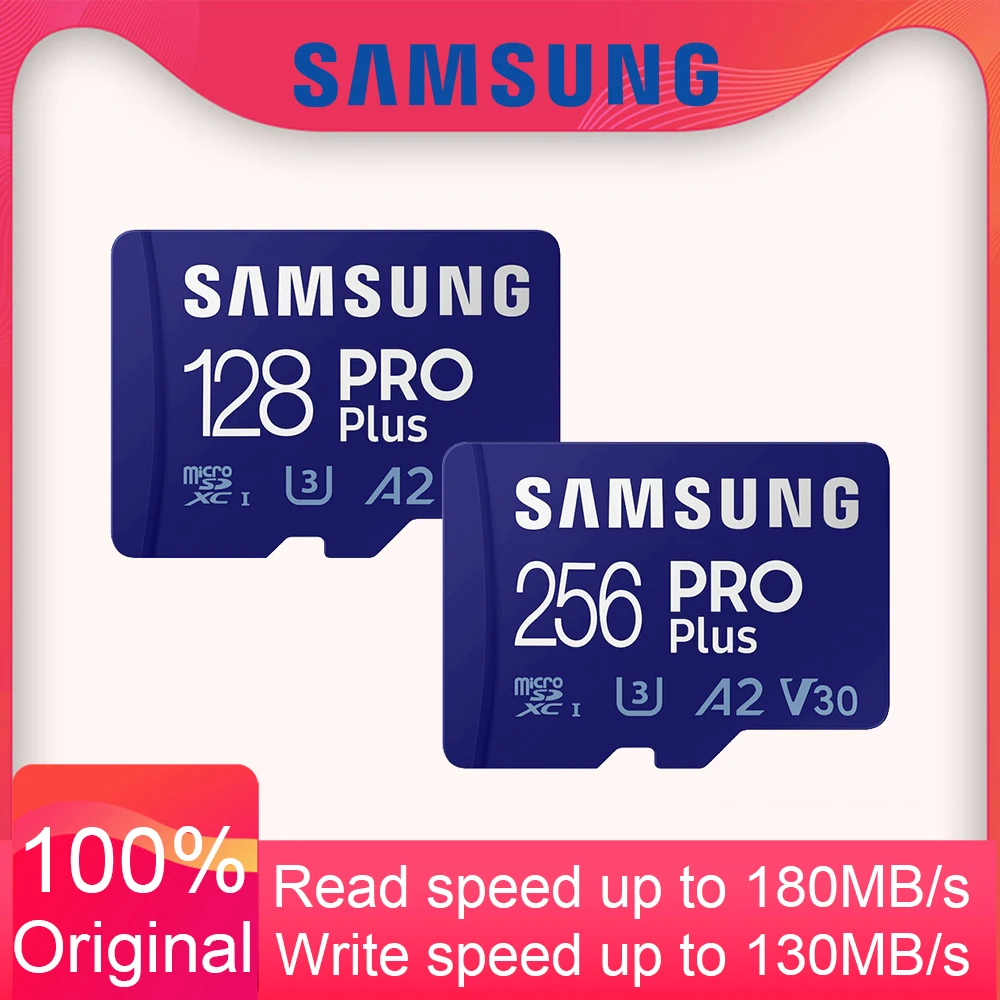 Samsung-cartão de memória u3 a2, 128gb, 256gb, 512gb, md pro plus tf até 180 mb/s, micro sdxc v30 4k, usado para drones dji e vídeo gopro