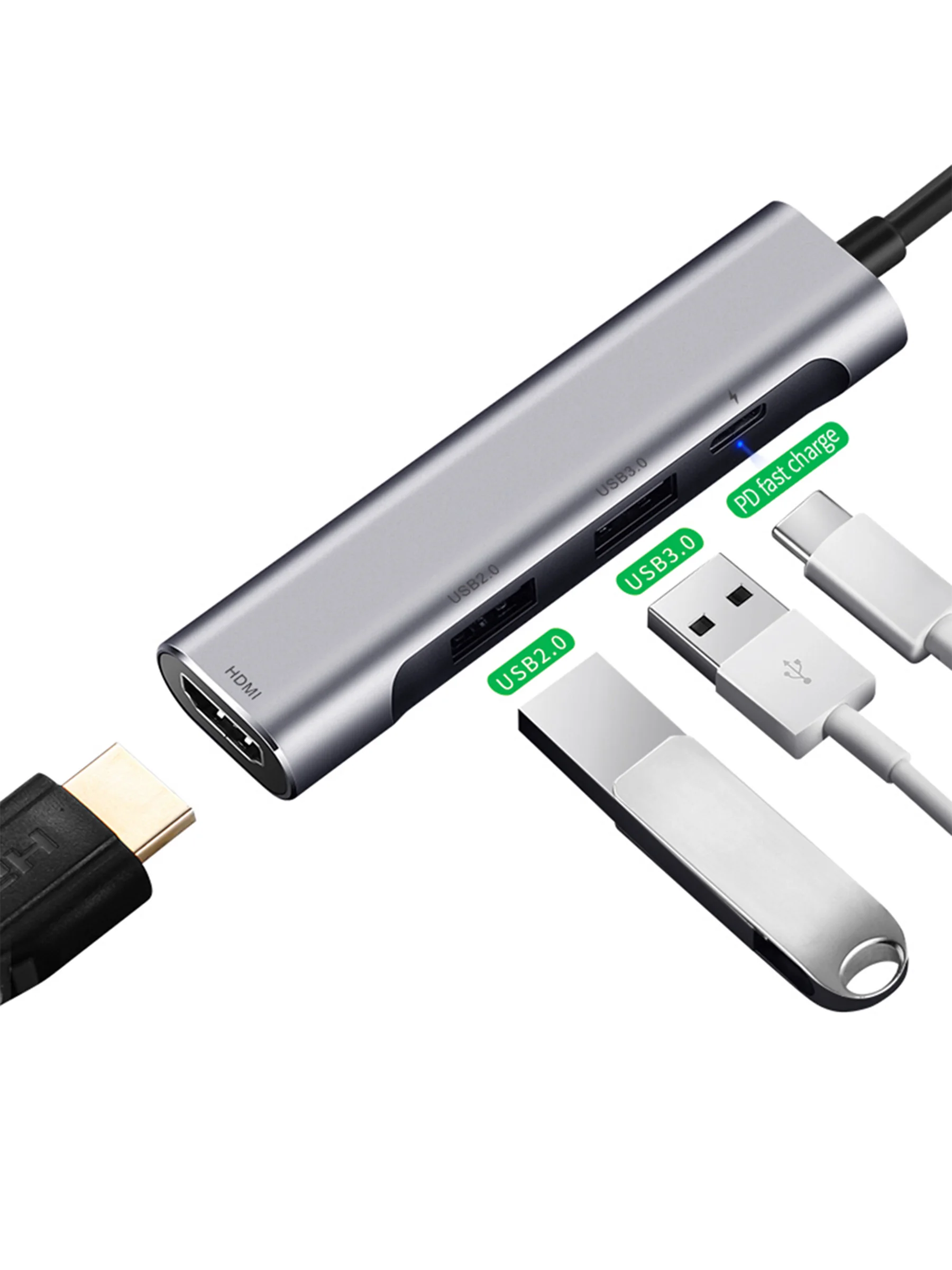 

Удлинительный концентратор LLANO 4 в 1, тип USB C в HDMI/USB 3.0/USB 2.0/PD, преобразователь зарядки